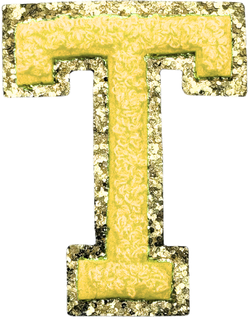 T Chenille Letter Iron On Patch Gold (Medium)