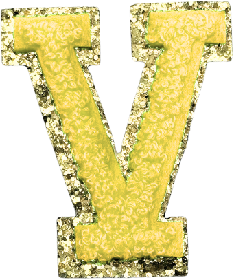 V Chenille Letter Iron On Patch Gold (Medium)