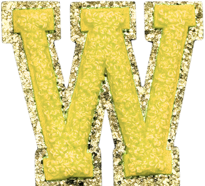 W Chenille Letter Iron On Patch Gold (Medium)